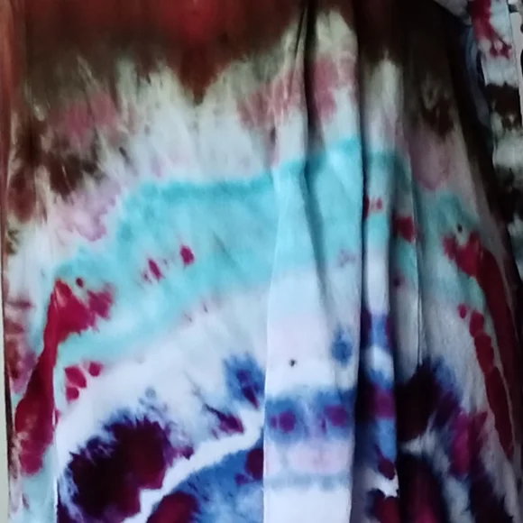 Small Maxi Length Tie Back Sleeveless Dress Geode Tie Dye Raspberry Lace - Picture 8 of 9